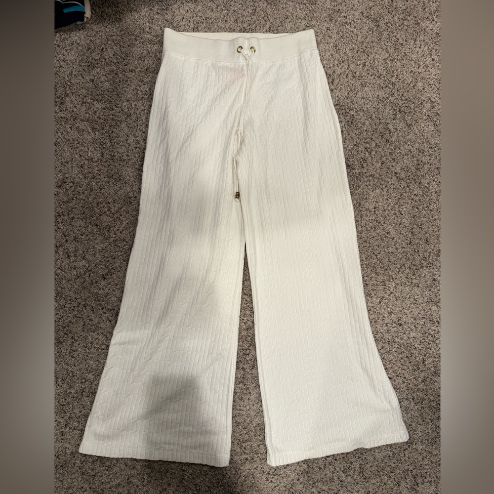 Cabi White Textured Wide-Leg Pants